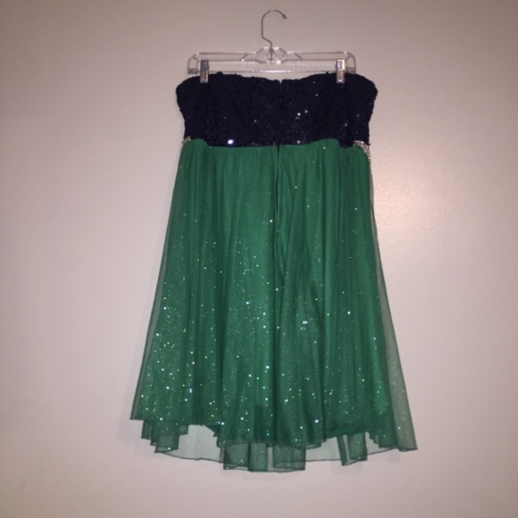 Deb homecoming formal dance sequins rhinestones glitter strapless dress SIZE 16 - Picture 9 of 11
